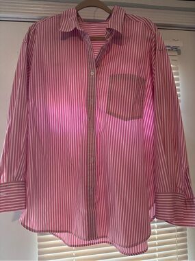 Pink Striped Women’s Button-Up Shirt